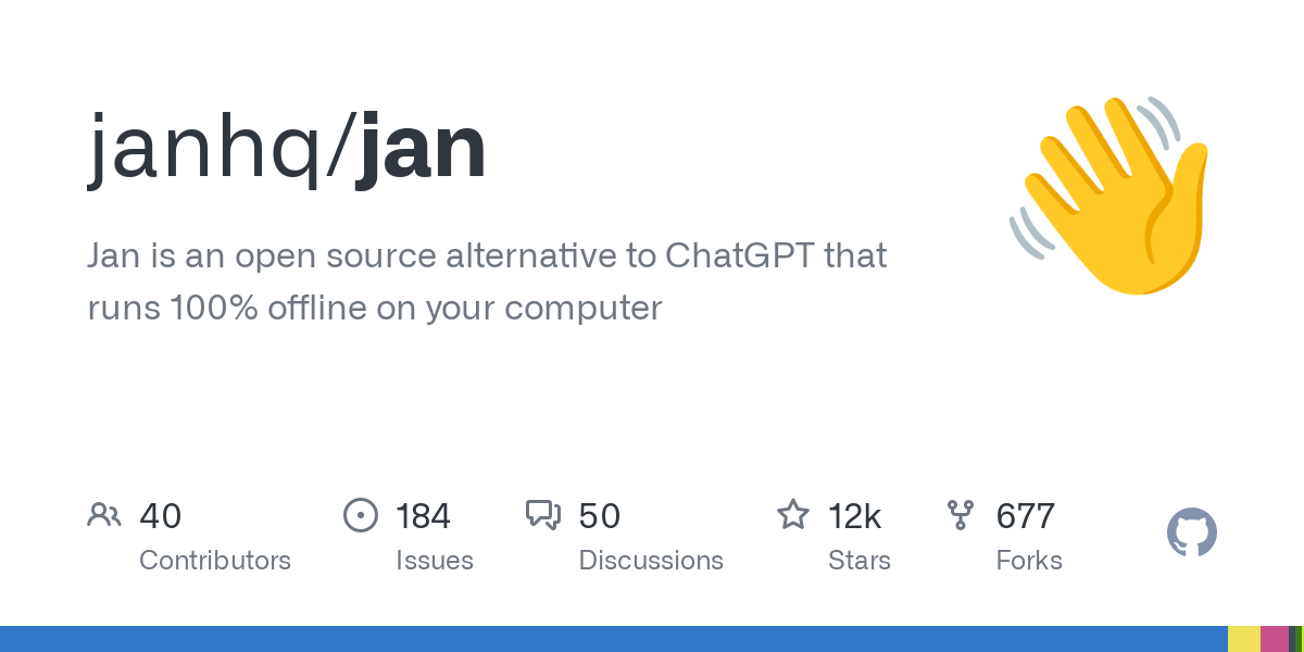 Jan is an open source alternative to ChatGPT that runs 100% offline