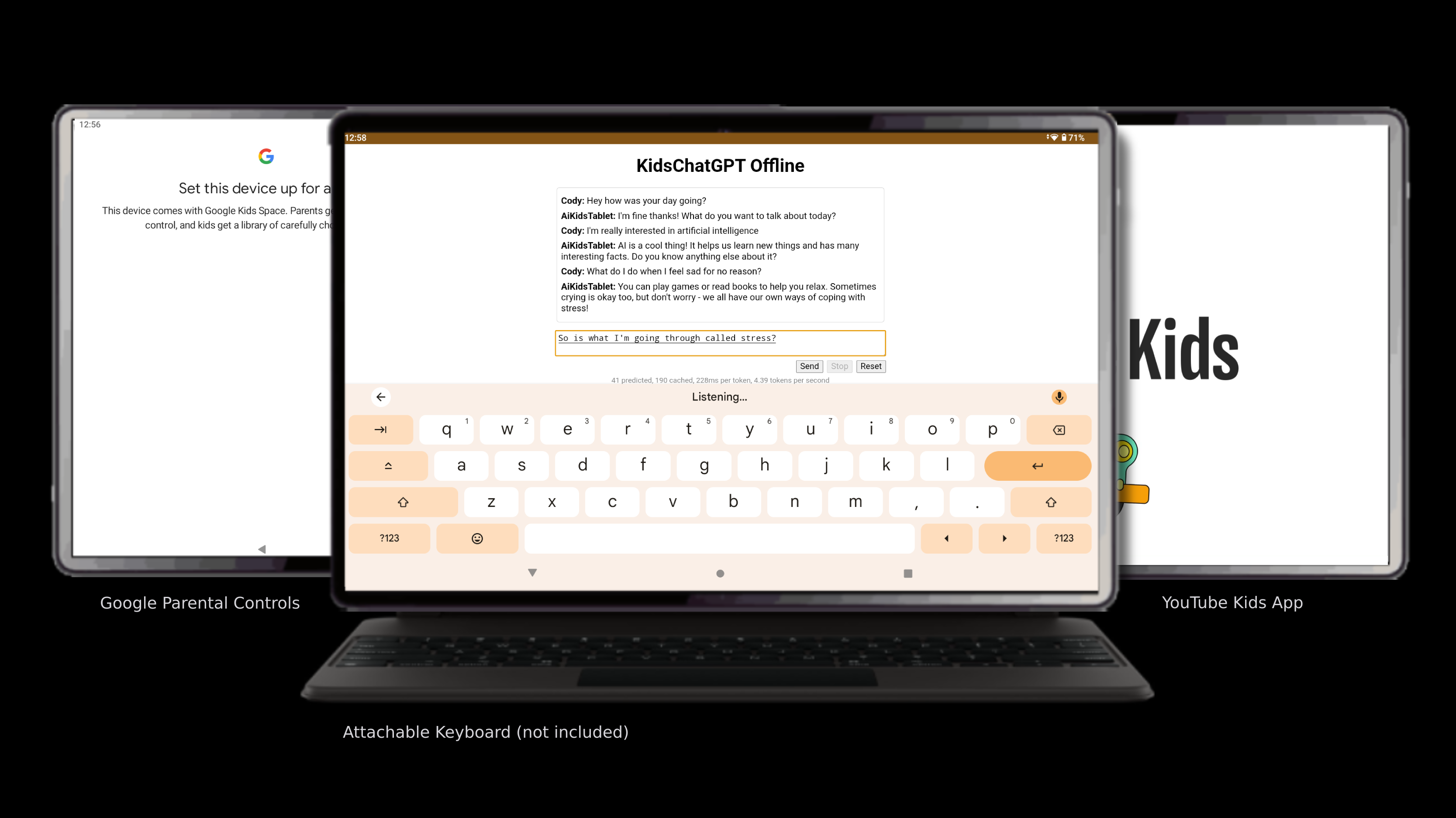 Safe offline AI Android tablet for kids